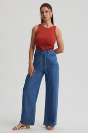 Polera Mujer Recogido Costado Terracota