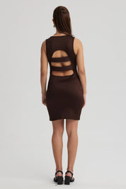 Vestido Mujer Abertura Espalda Café Oscuro