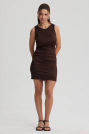 Vestido Mujer Abertura Espalda Café Oscuro