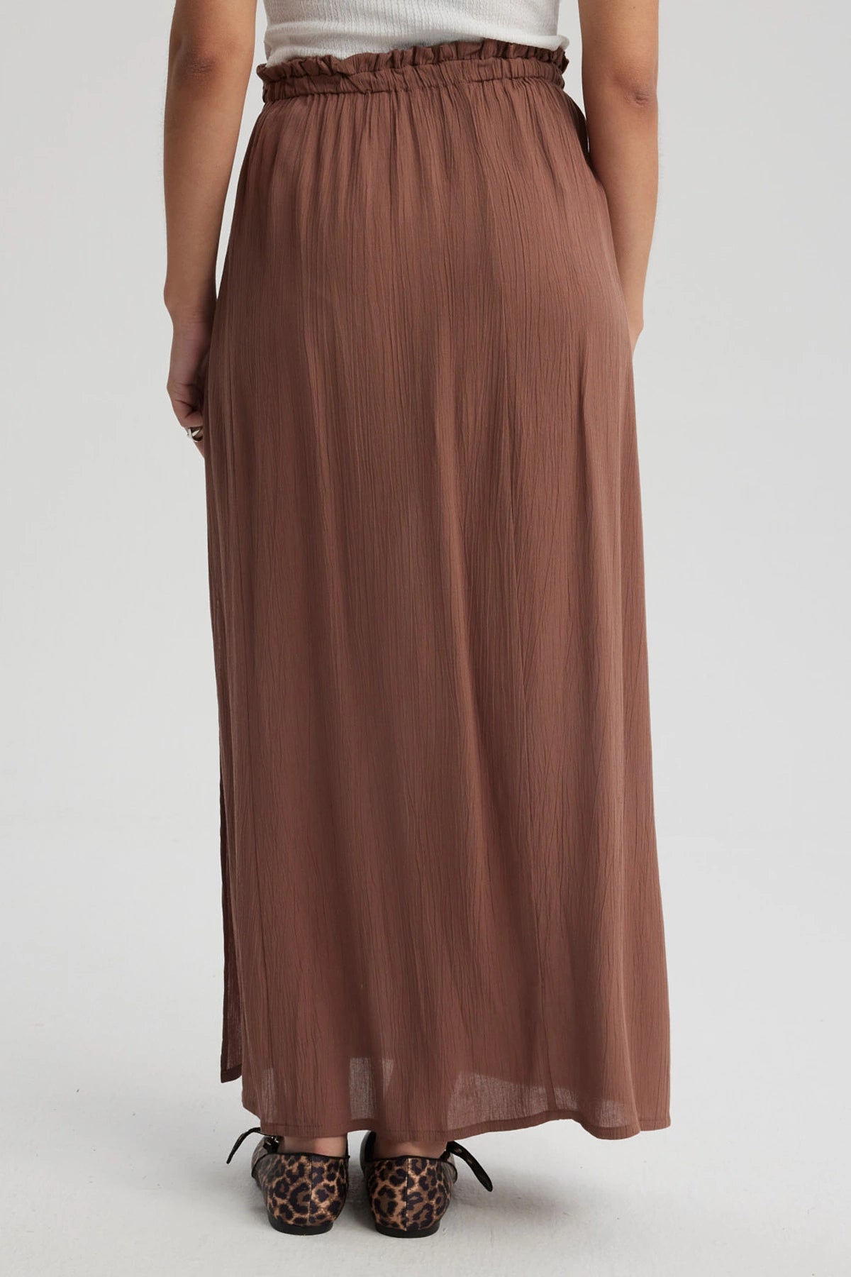 Falda Mujer Larga Abertura Café