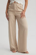 Pantalón Mujer Wide Leg Bolsillo Trasero Beige