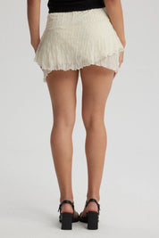 Short Mujer Panal Y Vuelos Beige