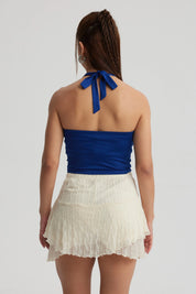 Polera Mujer Amarra Cuello Azul