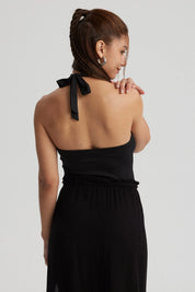 Polera Mujer Amarra Cuello Negro