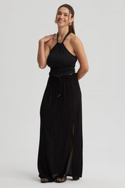 Polera Mujer Amarra Cuello Negro