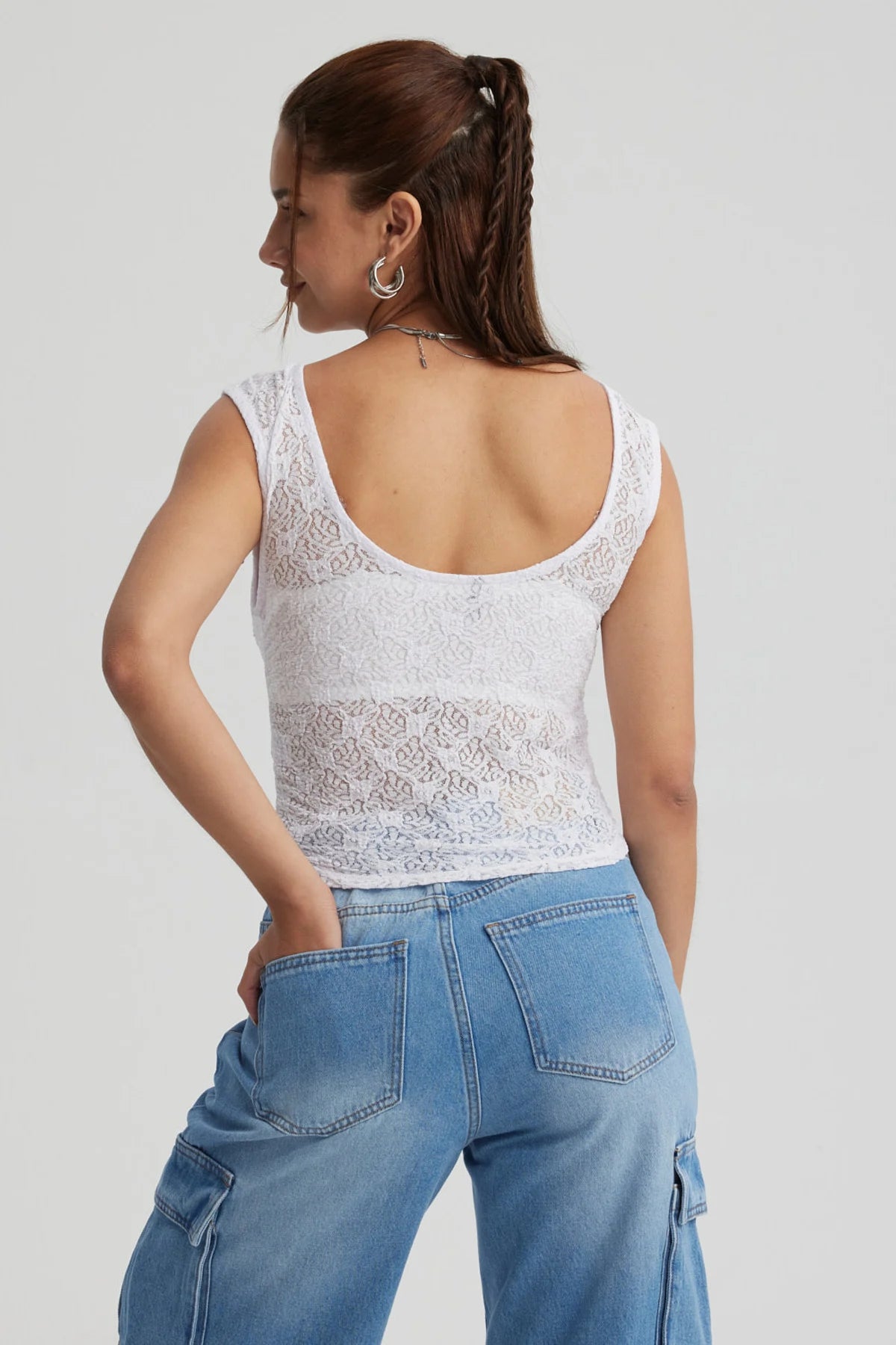Polera Mujer Encaje Blanco