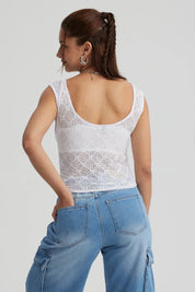 Polera Mujer Encaje Blanco