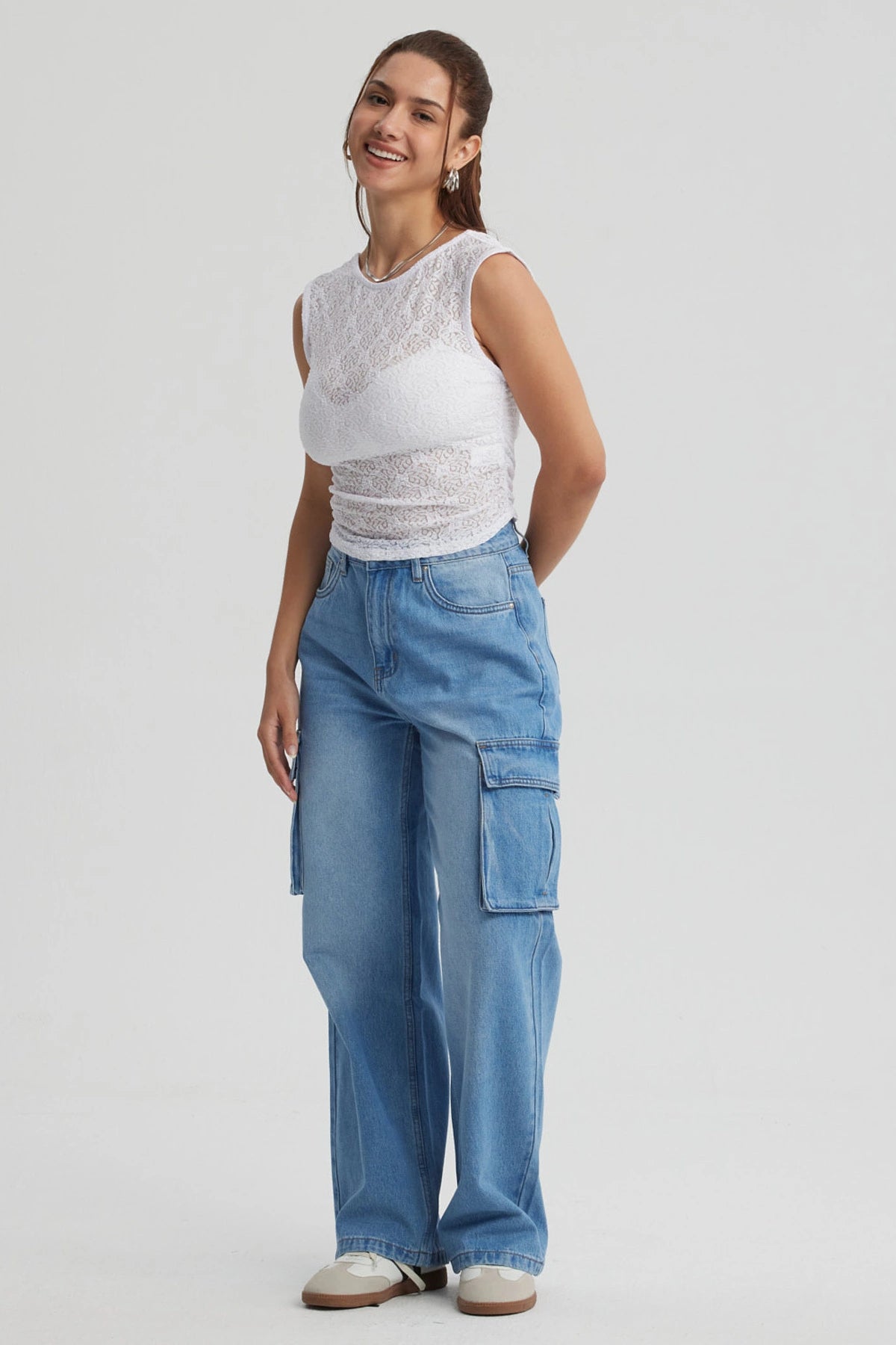 Polera Mujer Encaje Blanco