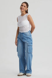 Polera Mujer Encaje Blanco