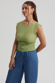 Polera Mujer Encaje Verde