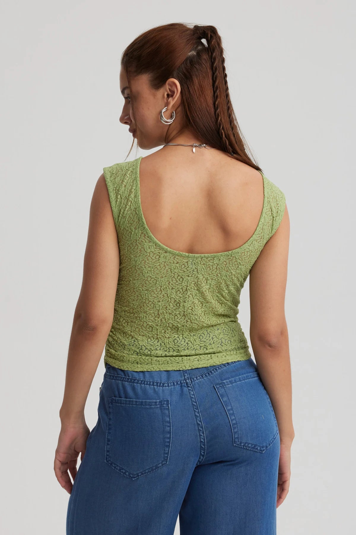 Polera Mujer Encaje Verde