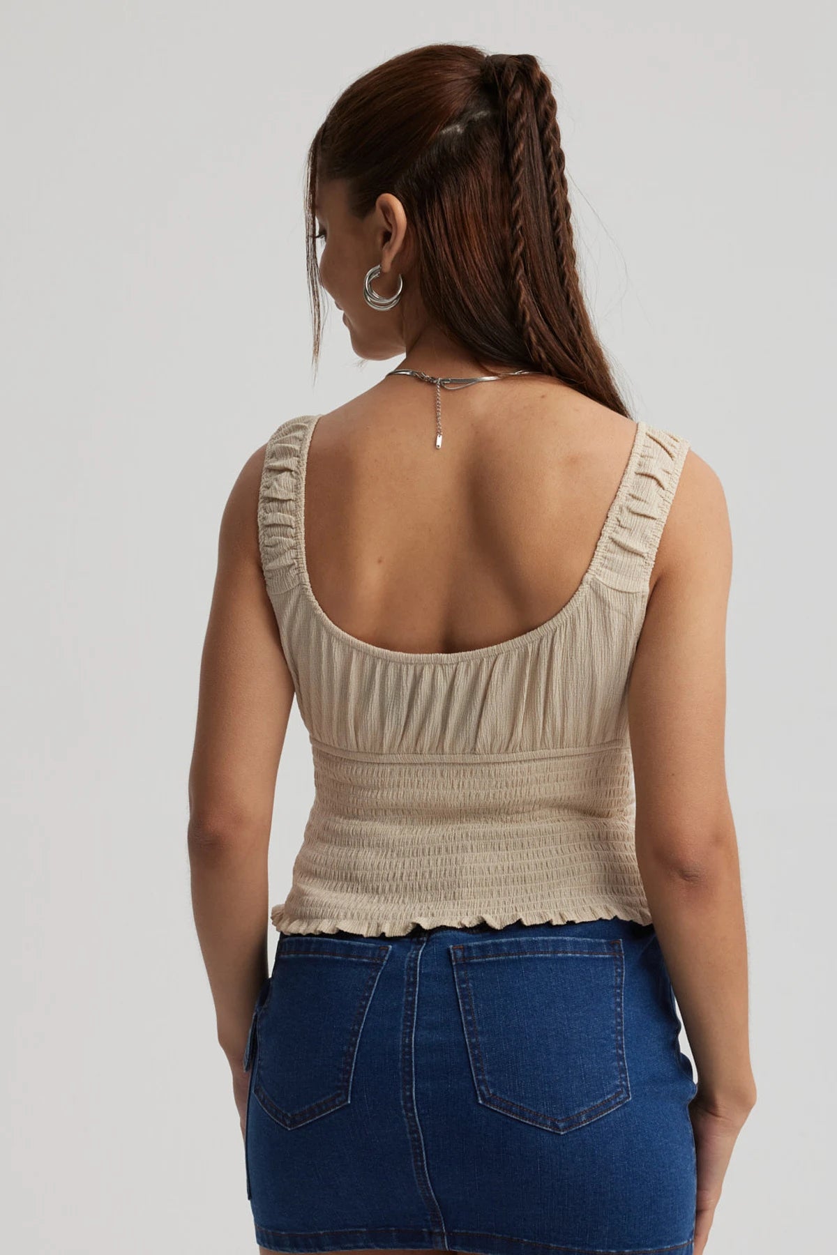 Polera Mujer Panal Lazo Beige