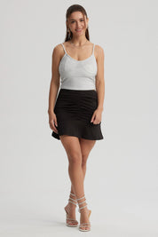 Falda Mujer Recogido Vuelos Negro