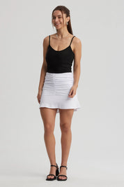 Falda Mujer Recogido Vuelos Blanco