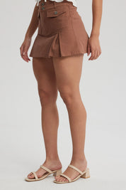 Falda Mujer Tableadas Café