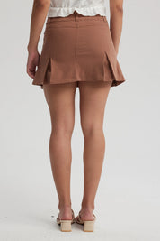 Falda Mujer Tableadas Café