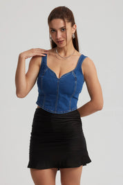 Peto Mujer Escote Corazón Azul