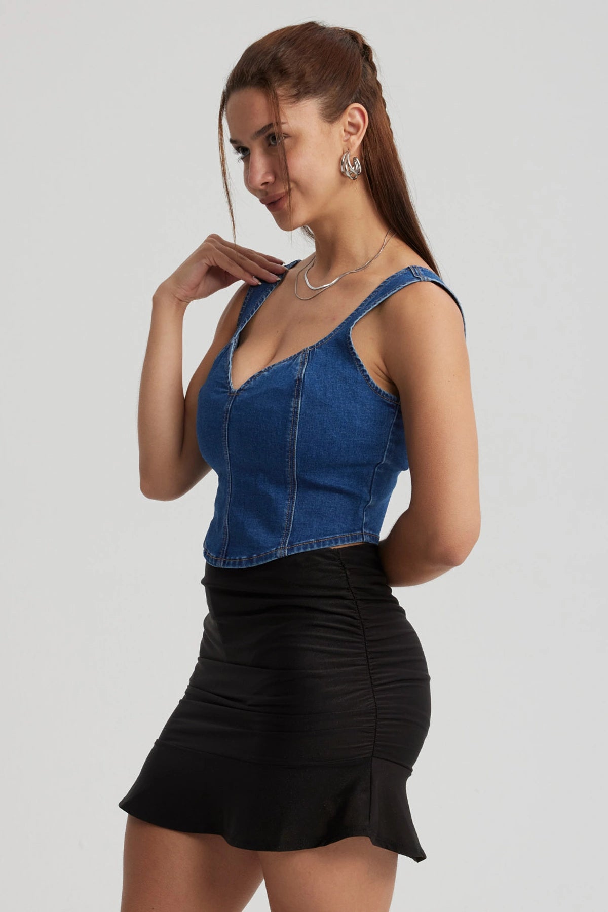 Peto Mujer Escote Corazón Azul