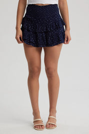 Falda Mujer Corta Vuelos Print Azul