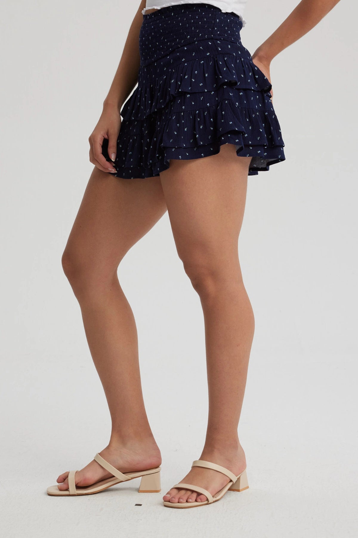 Falda Mujer Corta Vuelos Print Azul