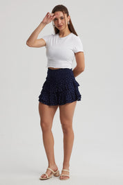 Falda Mujer Corta Vuelos Print Azul