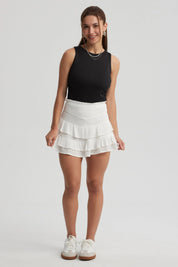 Falda Mujer Corta Vuelos Print Blanco