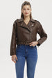 Chaqueta Mujer Biker Camel Oscuro