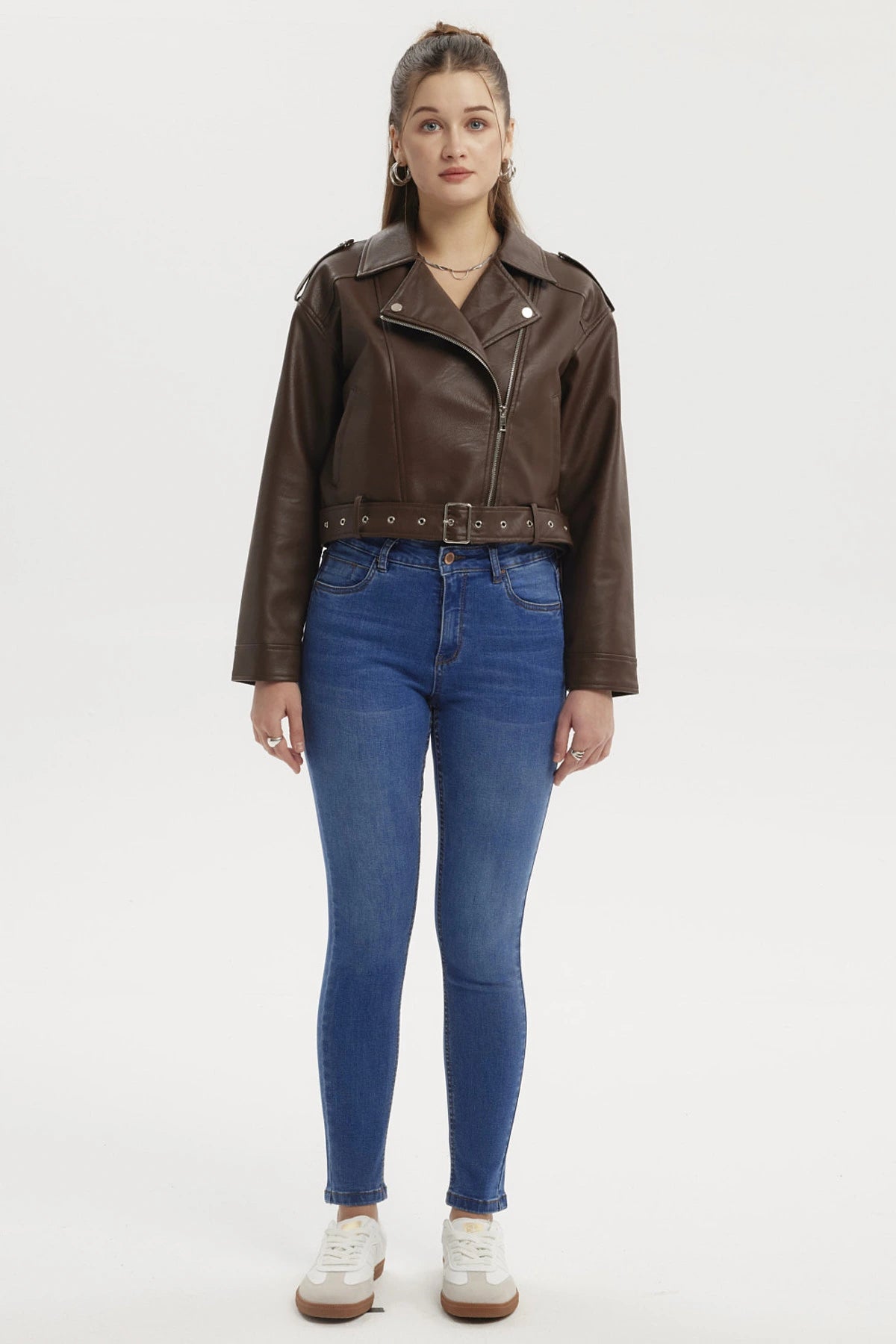 Chaqueta Mujer Biker Camel Oscuro