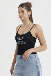 Peto Mujer Pabilo Aplicación  Negro