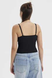 Peto Mujer Pabilo Aplicación  Negro