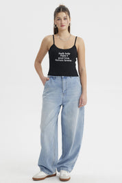 Peto Mujer Pabilo Aplicación  Negro