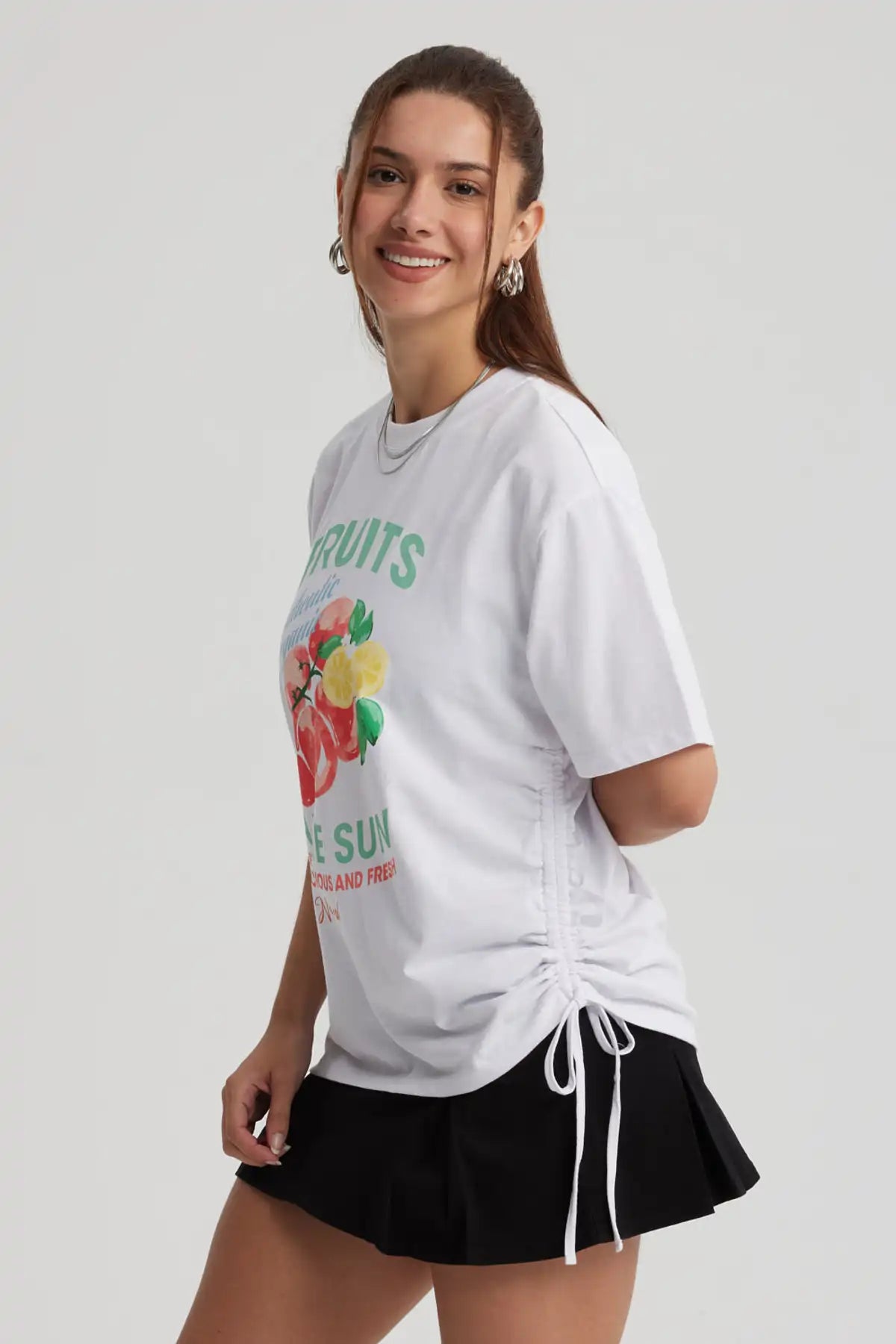 Polera Mujer Oversize Recogido Blanco