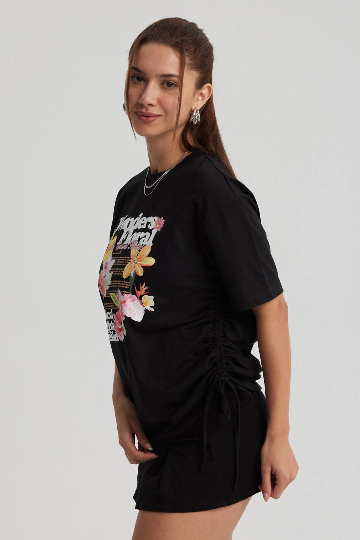 Polera Mujer Oversize Recogido Negro