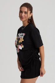 Polera Mujer Oversize Recogido Negro