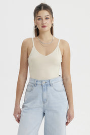 Polera Mujer Body Pabilo Beige Claro