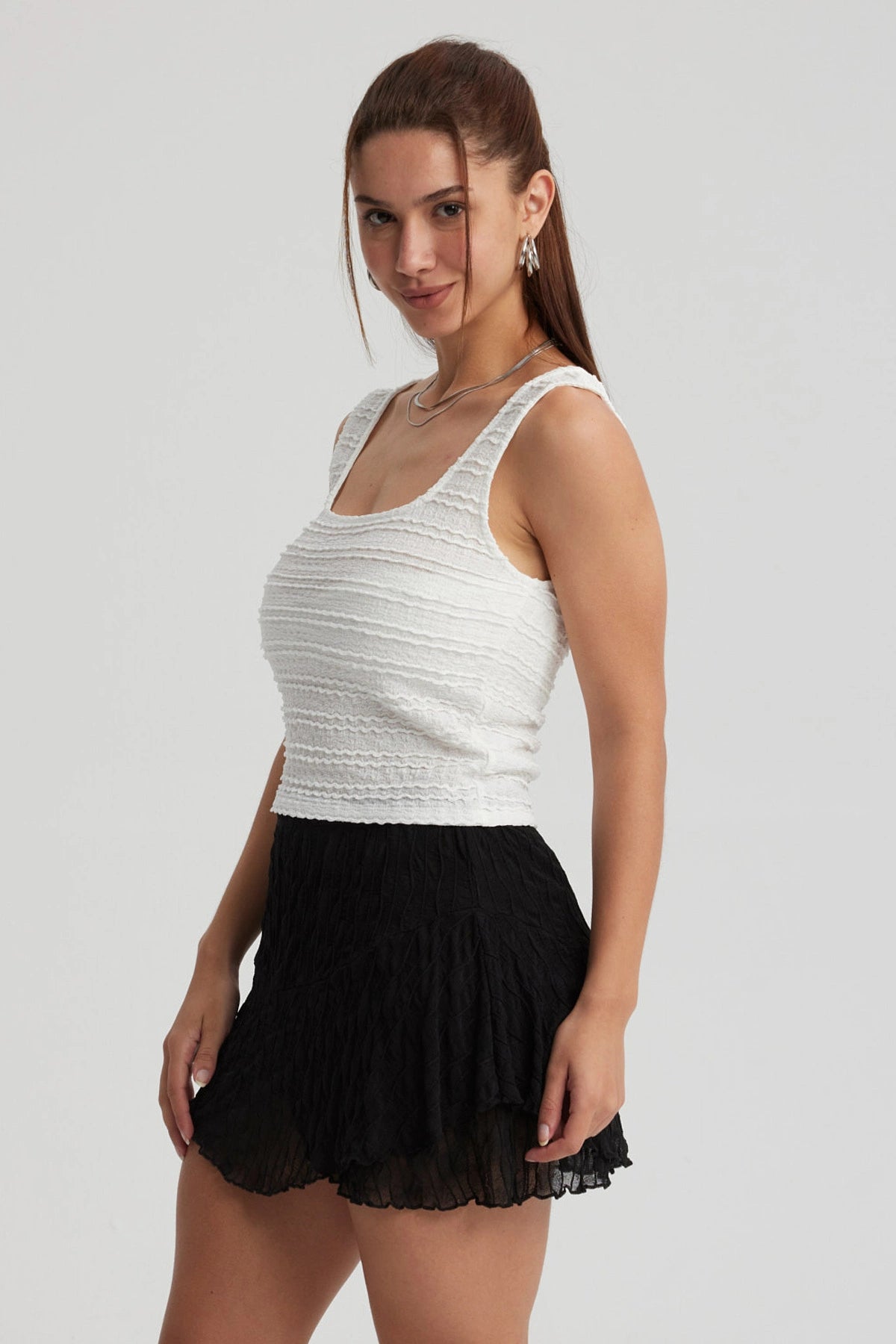 Polera Mujer Escote Cuadrado Blanco