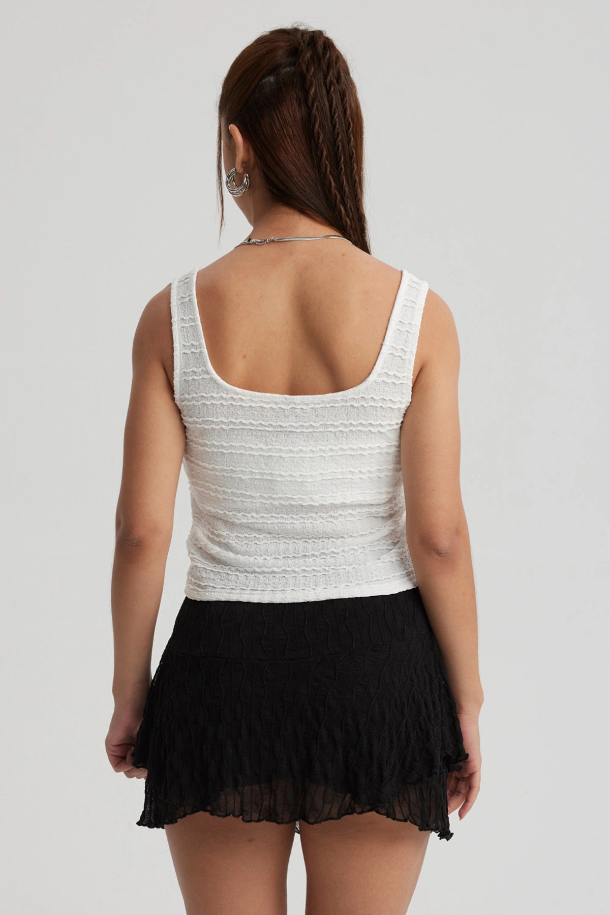 Polera Mujer Escote Cuadrado Blanco