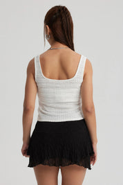 Polera Mujer Escote Cuadrado Blanco