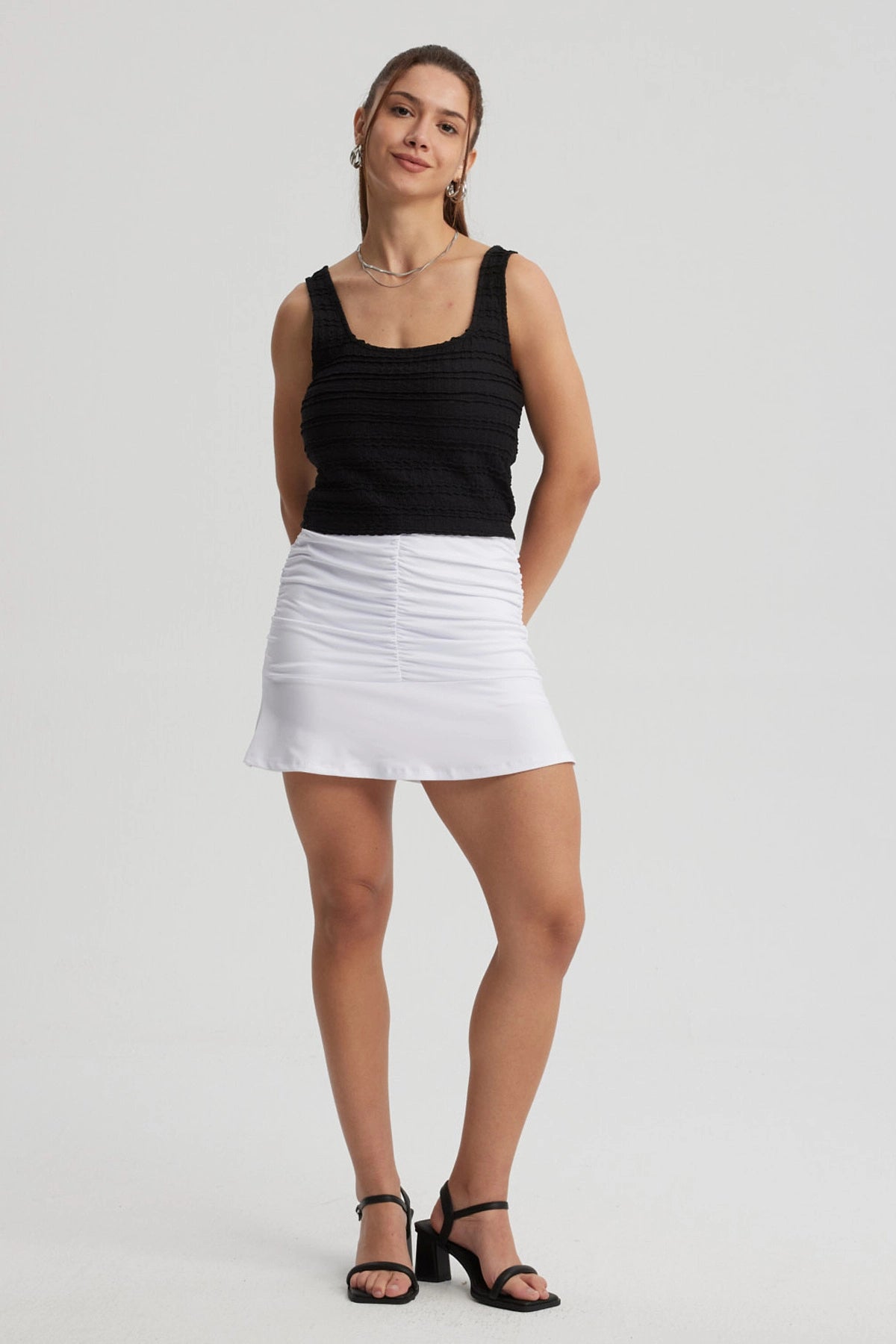 Polera Mujer Escote Cuadrado Negro