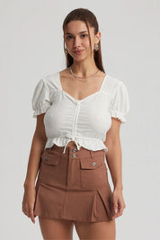 Polera Mujer Englobada Basta Blanco