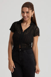 Polera Mujer Cierre Delantero Negro