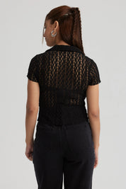 Polera Mujer Cierre Delantero Negro