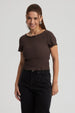 Polera Mujer Con Bardot Detalles Café Oscuro