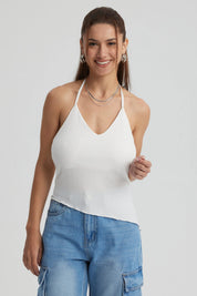 Peto Mujer Basta Asimétrica Blanco