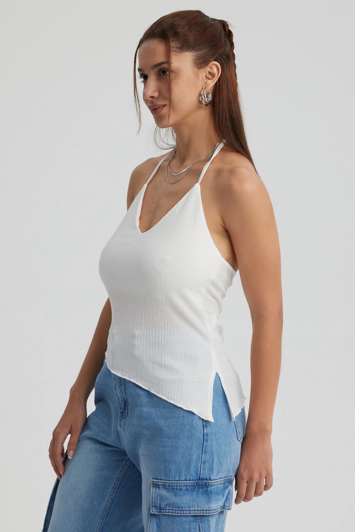 Peto Mujer Basta Asimétrica Blanco