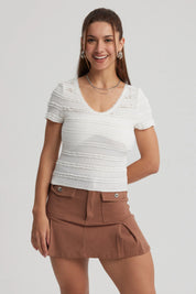 Polera Mujer Texturas Blanco