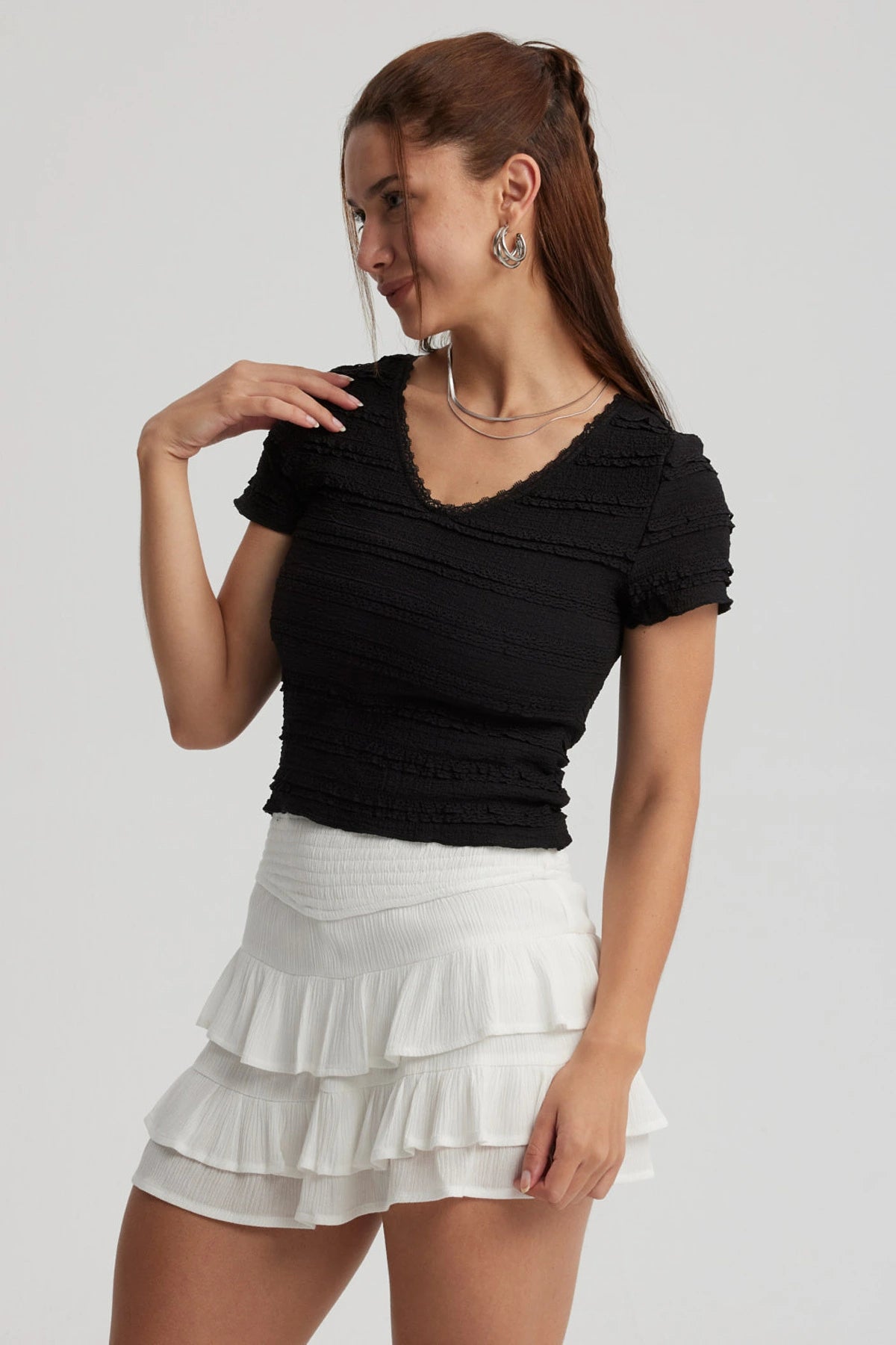 Polera Mujer Texturas Negro