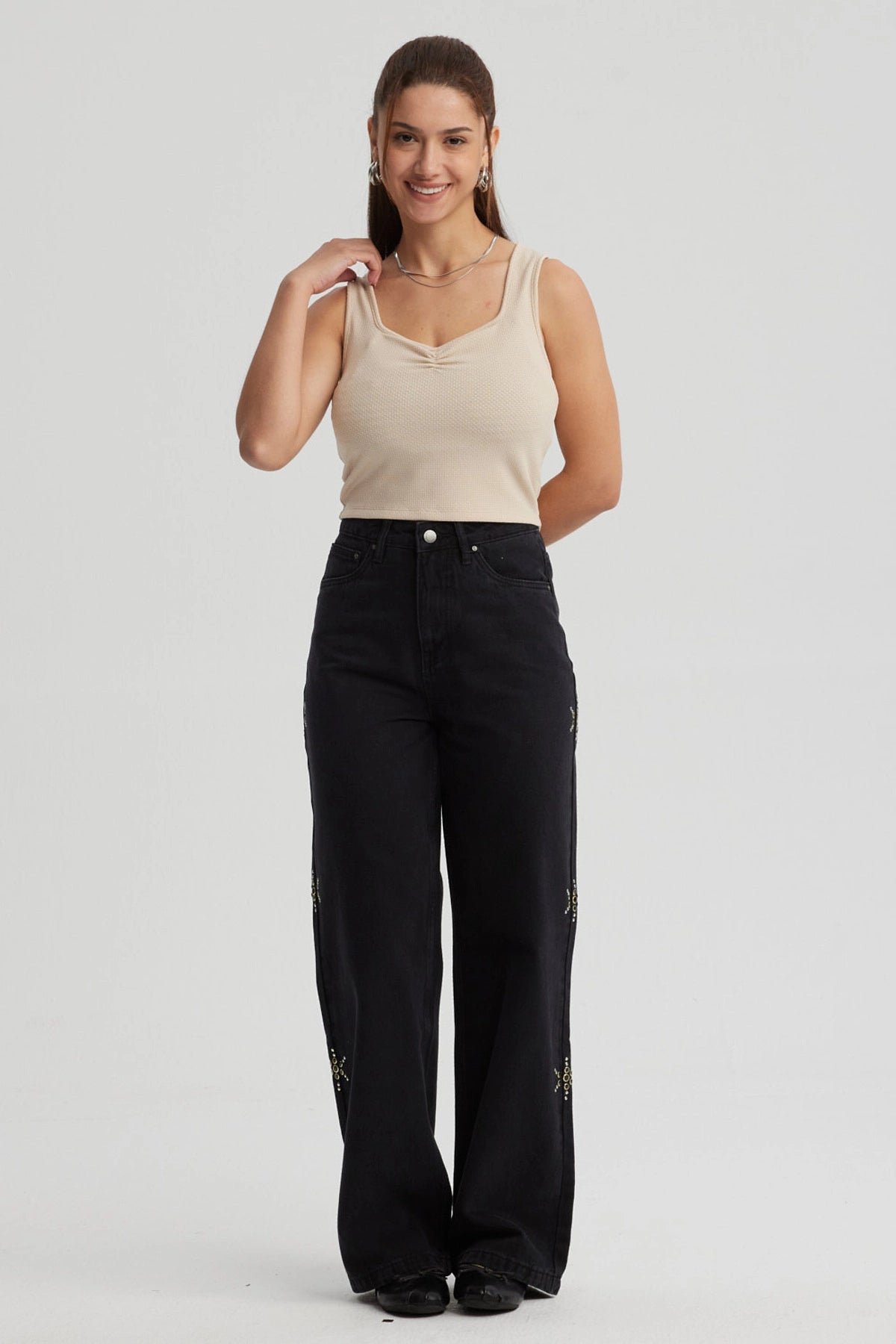 Polera Mujer Escote Corazón Beige