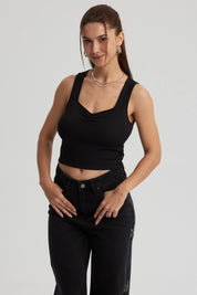 Polera Mujer Escote Corazón Negro