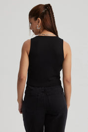 Polera Mujer Escote Corazón Negro